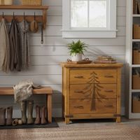 Rustic Chest of Drawers: Some lifestyle images are created with AI for visualization purposes. Crafted from natural solid wood, each piece is unique and will vary.