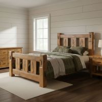 Rustic Bed: Some lifestyle images are created with AI for visualization purposes. Crafted from natural solid wood, each piece is unique and will vary.