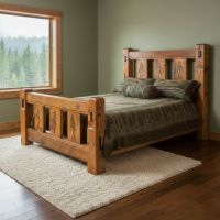 Barn Wood Bed: Some lifestyle images are created with AI for visualization purposes. Crafted from natural solid wood, each piece is unique and will vary.