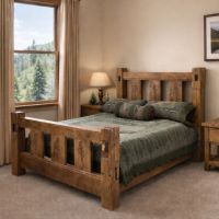 Bed: Some lifestyle images are created with AI for visualization purposes. Crafted from natural solid wood, each piece is unique and will vary.