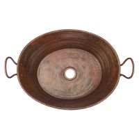 16" Oval Bucket Oil Rubbed Bronze Hammered Copper Vessel Sink