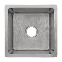 16" Square Nickel Hammered Copper Bar & Prep Sink - 3.5" Drain