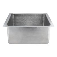 16" Square Nickel Hammered Copper Bar & Prep Sink - 3.5" Drain
