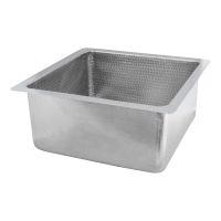 16" Square Nickel Hammered Copper Bar & Prep Sink - 3.5" Drain