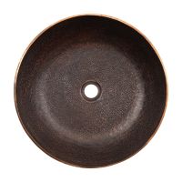 17" Large Round Oil Rubbed Bronze Terra Firma Copper Vessel Sink