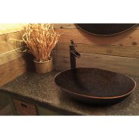 17" Oval Oil Rubbed Bronze Terra Firma Copper Vessel Sink