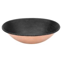 17" Oval Wired Rim Glazed Black Hammered Copper Vessel Sink