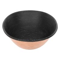 17" Oval Wired Rim Glazed Black Hammered Copper Vessel Sink