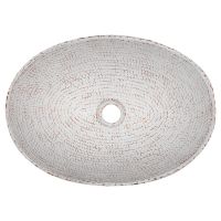 17" Oval Wired Rim Glazed White Hammered Copper Vessel Sink