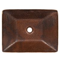 17" Rectangular Modern Old World Oil Rubbed Bronze Forged Copper Vessel Sink
