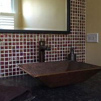 17" Rectangular Modern Old World Oil Rubbed Bronze Forged Copper Vessel Sink