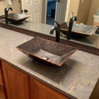 17" Rectangular Modern Old World Oil Rubbed Bronze Forged Copper Vessel Sink