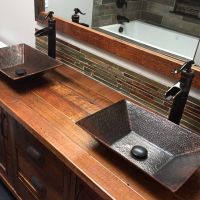 17" Rectangular Modern Old World Oil Rubbed Bronze Forged Copper Vessel Sink
