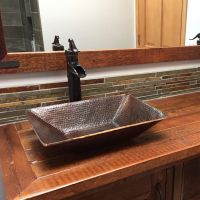 17" Rectangular Modern Old World Oil Rubbed Bronze Forged Copper Vessel Sink