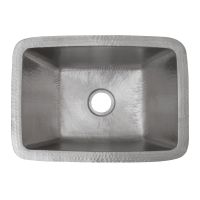 17" Rectangular Nickel Hammered Copper Bar & Prep Sink - 2" Drain