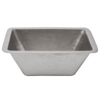 17" Rectangular Nickel Hammered Copper Bar & Prep Sink - 2" Drain