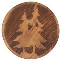 Rustic Round Pine Tree Silhouette Drink Table Top