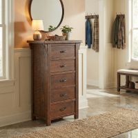 Barn Wood Lingerie Chest: Some lifestyle images are created with AI for visualization purposes. Crafted from natural solid wood, each piece is unique and will vary.