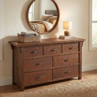 Barn Wood Dresser: Some lifestyle images are created with AI for visualization purposes. Crafted from natural solid wood, each piece is unique and will vary.