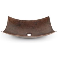 18" Rectangular Modern Slope Oil Rubbed Bronze Hammered Copper Vessel Sink