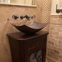 18" Rectangular Modern Slope Oil Rubbed Bronze Hammered Copper Vessel Sink
