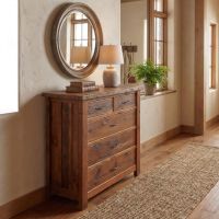 Barn Wood Chest: Some lifestyle images are created with AI for visualization purposes. Crafted from natural solid wood, each piece is unique and will vary.