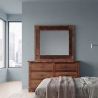 Barn Wood Mirror: Some lifestyle images are created with AI for visualization purposes. Crafted from natural solid wood, each piece is unique and will vary.
