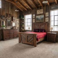 Barnwood Bed: Some lifestyle images are created with AI for visualization purposes. Crafted from natural solid wood, each piece is unique and will vary.
