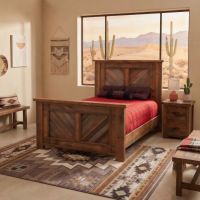 Barnwood Bed: Some lifestyle images are created with AI for visualization purposes. Crafted from natural solid wood, each piece is unique and will vary.
