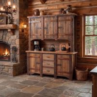 Rustic Hutch: Some lifestyle images are created with AI for visualization purposes. Crafted from natural solid wood, each piece is unique and will vary.