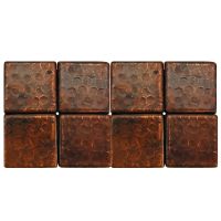 2" Square Oil Rubbed Bronze Hammered Copper Tiles