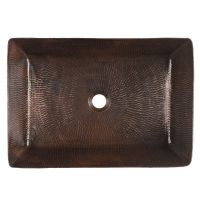 20" Rectangular Oil Rubbed Bronze Hammered Copper Vessel Sink
