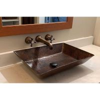 20" Rectangular Oil Rubbed Bronze Hammered Copper Vessel Sink