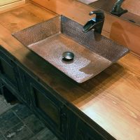 20" Rectangular Oil Rubbed Bronze Hammered Copper Vessel Sink