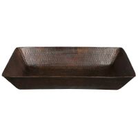 20" Rectangular Oil Rubbed Bronze Hammered Copper Vessel Sink