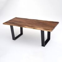 Contemporary Natural Wood Dining Table - Live Edge Black Walnut Table Top - Natural Clear Table Top Finish