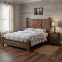 Rustic Nightstand: Some lifestyle images are created with AI for visualization purposes. Crafted from natural solid wood, each piece is unique and will vary.