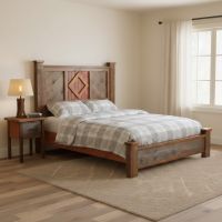 Barn Wood Nightstand: Some lifestyle images are created with AI for visualization purposes. Crafted from natural solid wood, each piece is unique and will vary.