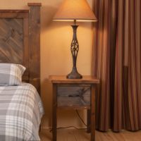 Rustic Nightstand: Some lifestyle images are created with AI for visualization purposes. Crafted from natural solid wood, each piece is unique and will vary.
