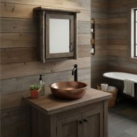 Rustic Medicine Cabinet: Some lifestyle images are created with AI for visualization purposes. Crafted from natural solid wood, each piece is unique and will vary.