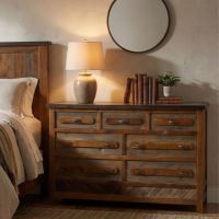 Barnwood 7 Drawer Dresser: Some lifestyle images are created with AI for visualization purposes. Crafted from natural solid wood, each piece is unique and will vary.