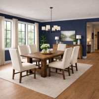 Reclaimed Barnwood Dining Table: Some lifestyle images are created with AI for visualization purposes. Crafted from natural solid wood, each piece is unique and will vary.
