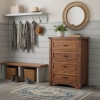 Rustic Chest: Some lifestyle images are created with AI for visualization purposes. Crafted from natural solid wood, each piece is unique and will vary.