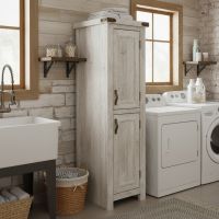 Rough Sawn Linen Closet: Some lifestyle images are created with AI for visualization purposes. Crafted from natural solid wood, each piece is unique and will vary.