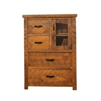 Rustic Ranchero 4 Drawer, 1 Door Chest - Shown Glass Door Panel