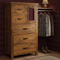 Rustic Wardrobe Chest: Some lifestyle images are created with AI for visualization purposes. Crafted from natural solid wood, each piece is unique and will vary.