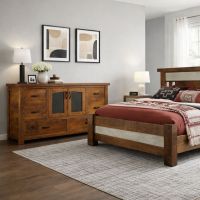 Rustic 6 Drawer 2 Door Dresser: Some lifestyle images are created with AI for visualization purposes. Crafted from natural solid wood, each piece is unique and will vary.