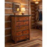 Rustic Chest: Some lifestyle images are created with AI for visualization purposes. Crafted from natural solid wood, each piece is unique and will vary.
