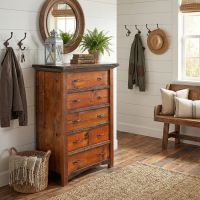 5 Drawer Chest: Some lifestyle images are created with AI for visualization purposes. Crafted from natural solid wood, each piece is unique and will vary.