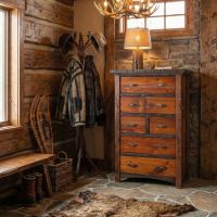 Rustic Chest: Some lifestyle images are created with AI for visualization purposes. Crafted from natural solid wood, each piece is unique and will vary.
